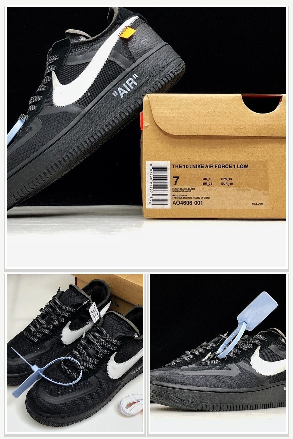 Low-Top Sneakers in White & Black, Style AO4606-001