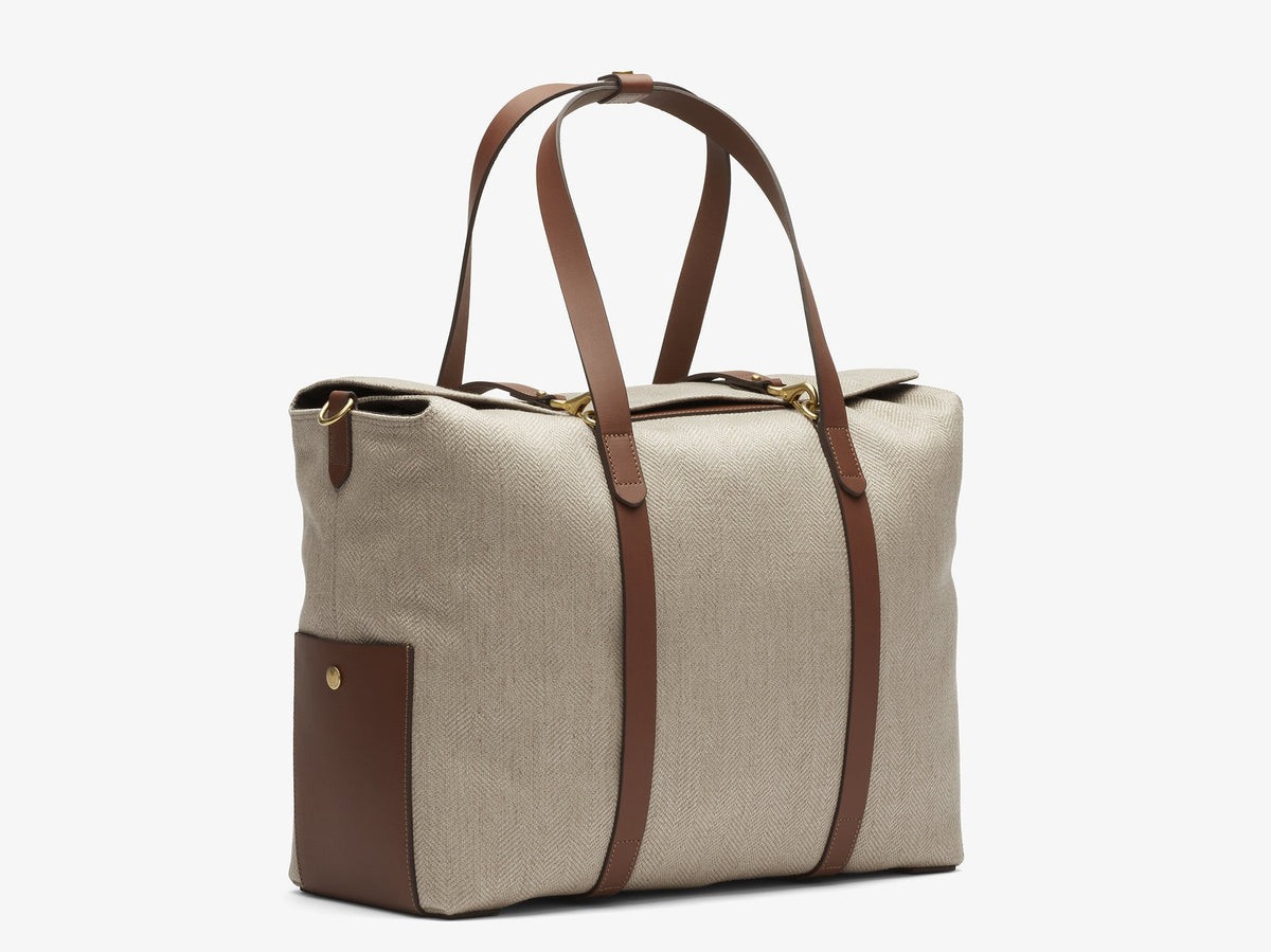 Mega Tote - Grand Herringbone/Cuoio