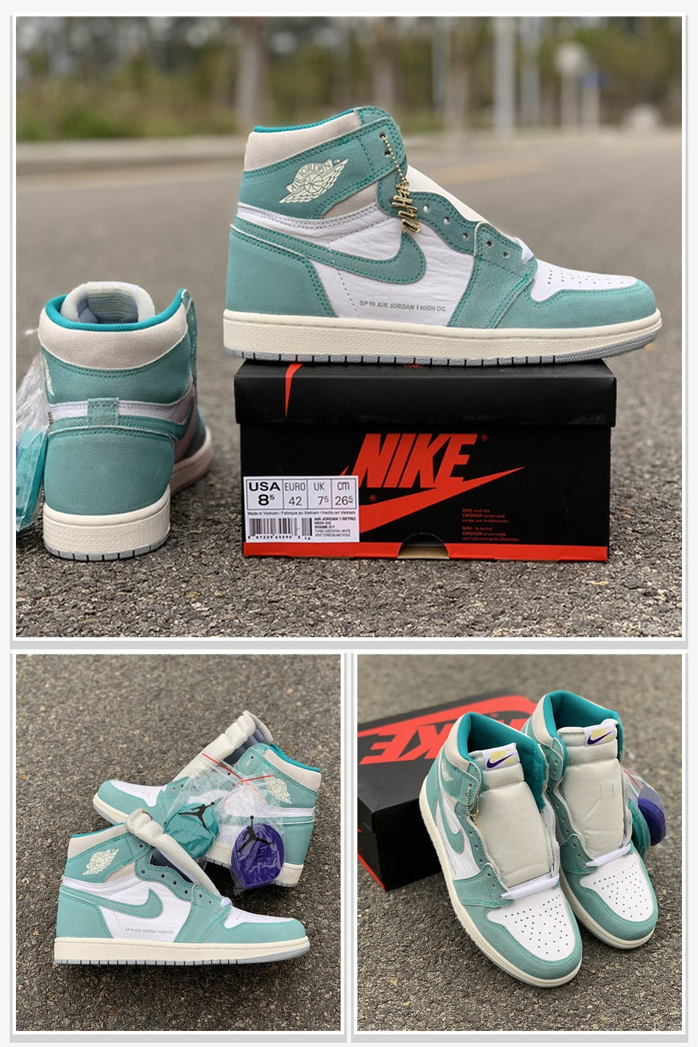 High-Top Sneakers in Green & White & Grey