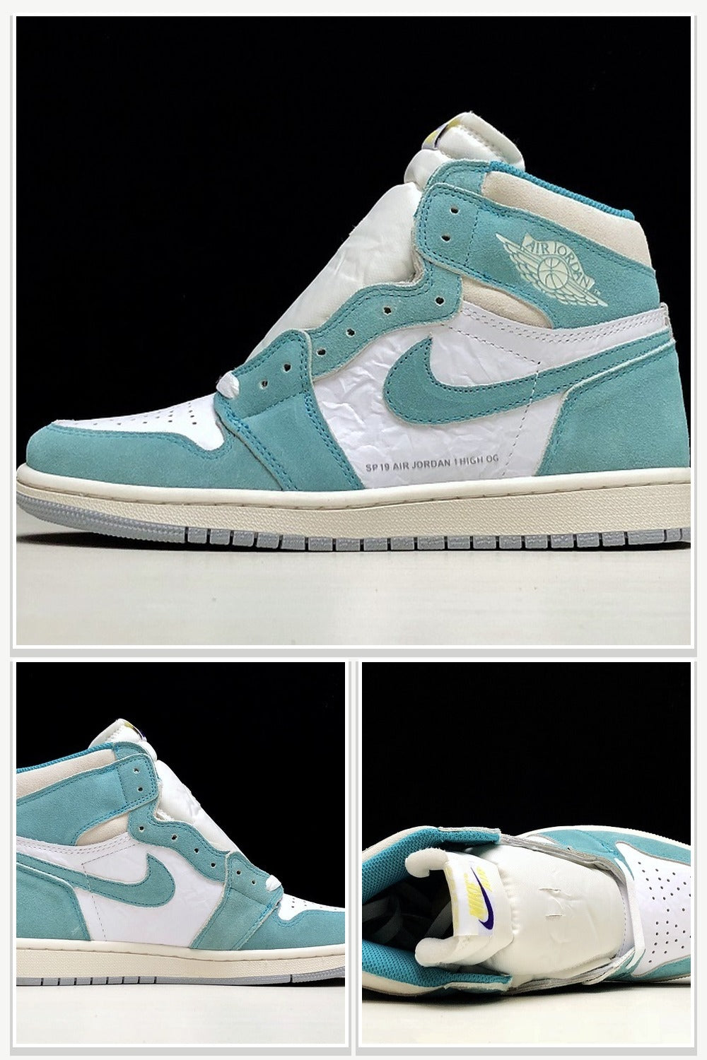 High-Top Sneakers in Green & Sail & White