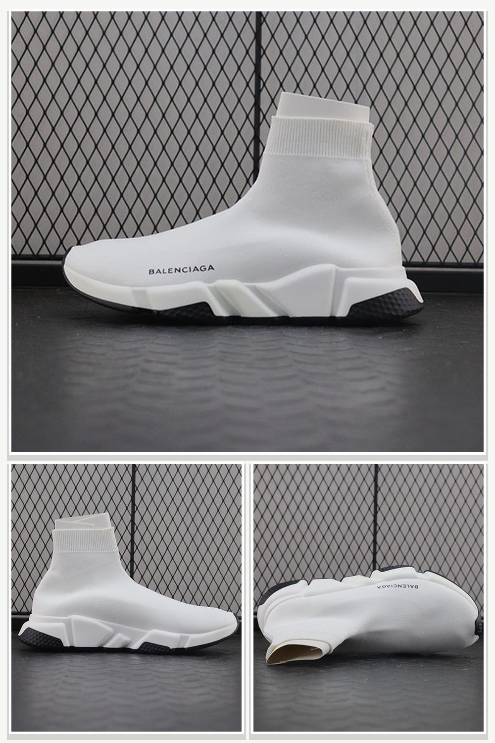 Mid-Top Sneakers in White & Black